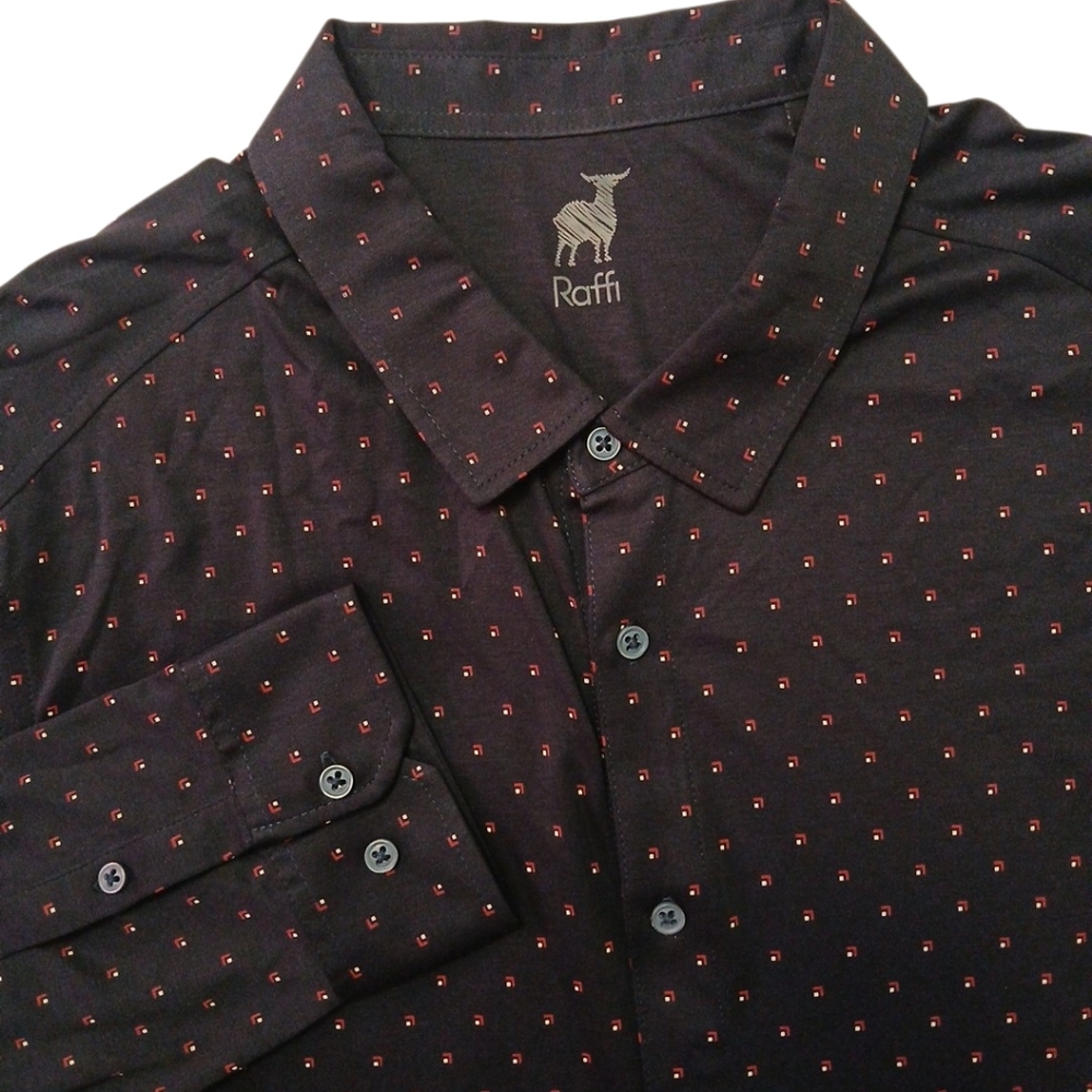 Raffi Navy Blue Long Sleeve Button-Up Shirt Mens/XXL